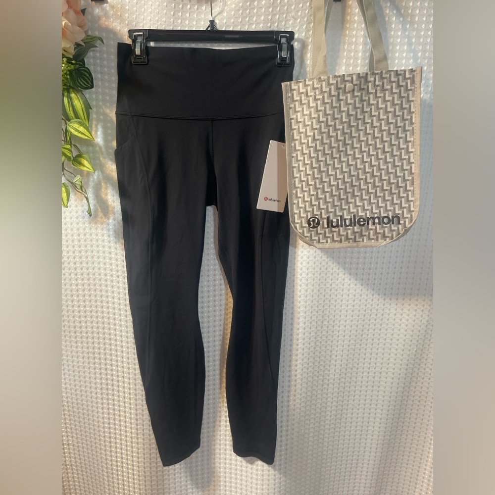 Lululemon Align HR Pant 25” Pockets Black Size 8 NWT w/ Lululemon Tote Bag